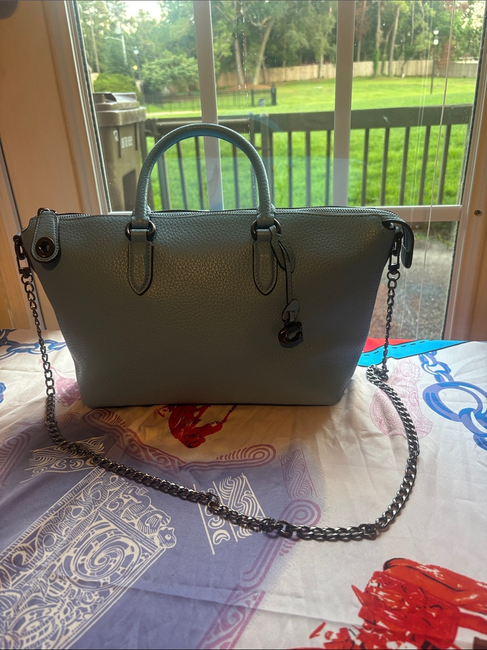 Coach Cara satchel/shoulder bag in pool blue